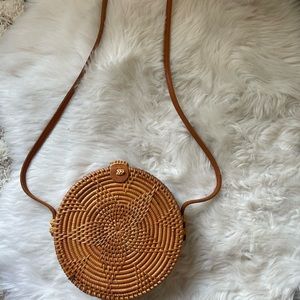 Round Rattan Women’s Crossbody Purse